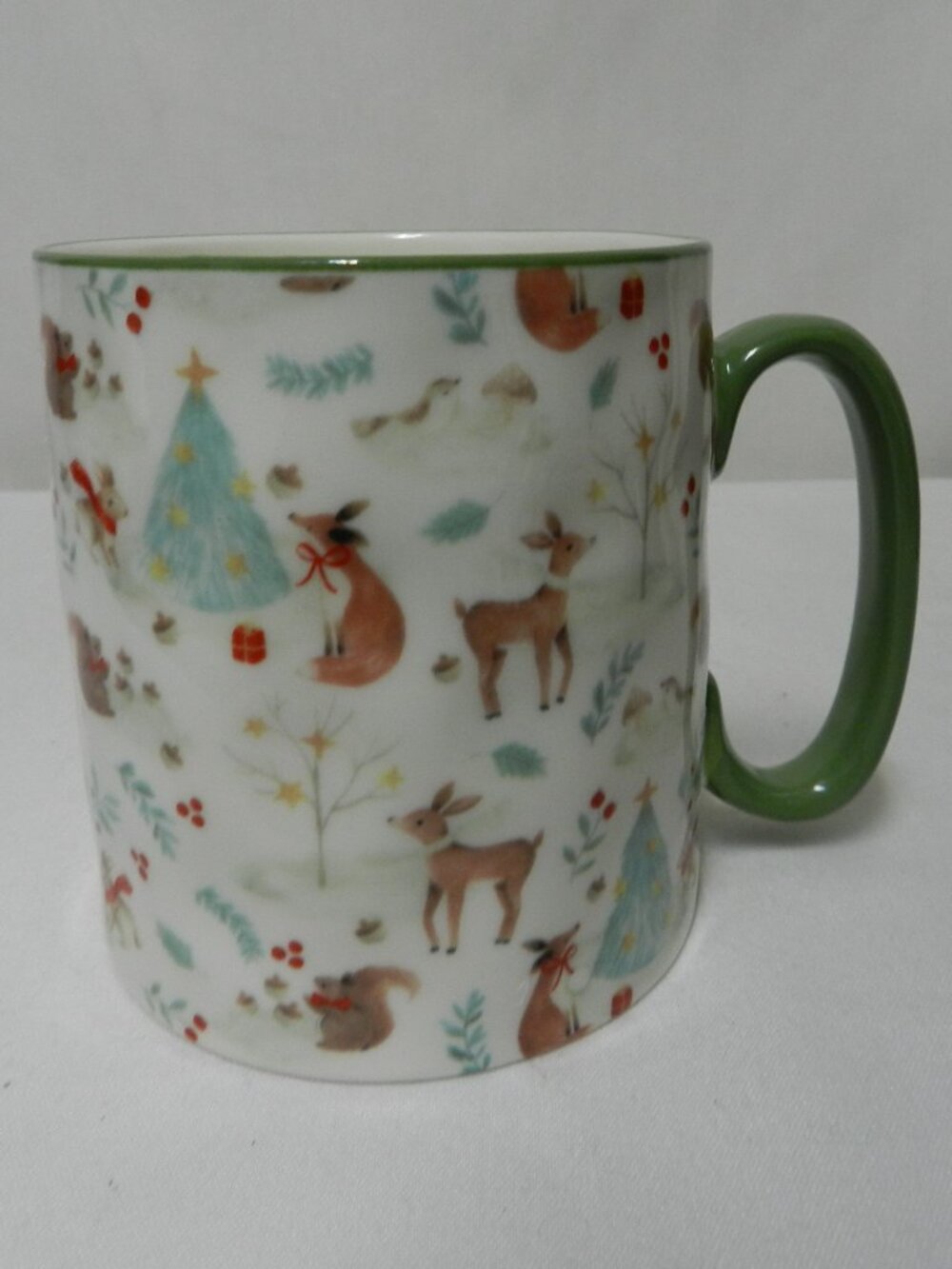 10 Strawberry Street Christmas Reindeer Squirrel Trees Mug Cup micro dish NEW